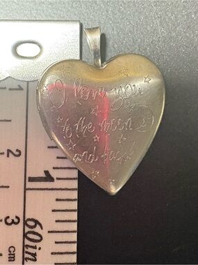 Heart Pendant charm vintage- 925 Silver Tone "I Love You to the Moon and Back"